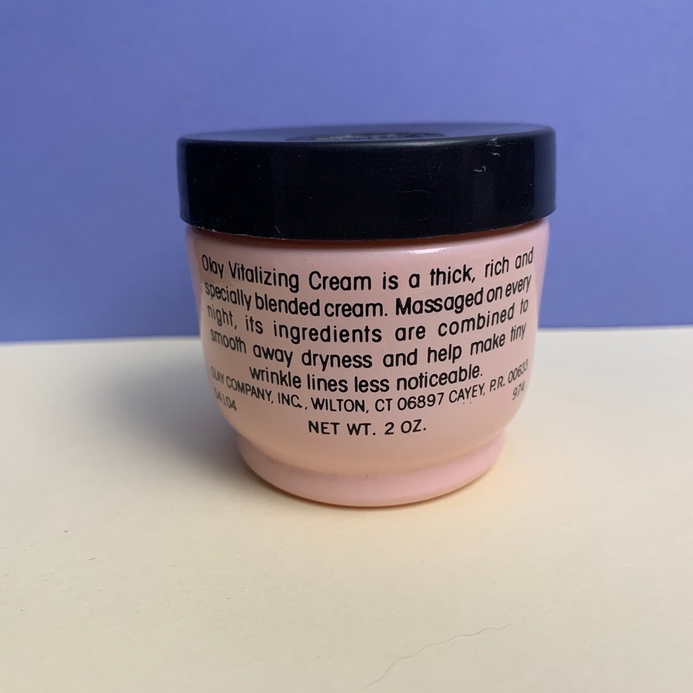 VTG Olay Vitalizing Cream Empty Pink Milk Glass Jar Vintage Cosmetics Beauty - Picture 4 of 13